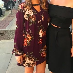 Altar’d State Maroon Floral Long Sleeve Dress